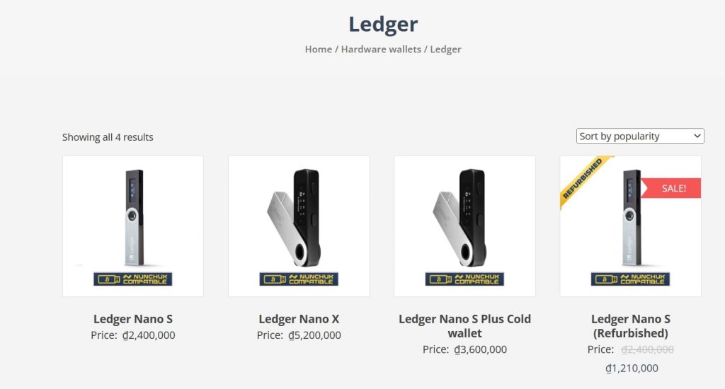 The current line-up of Ledger Wallets available at BitcoinVN Shop - country-wide delivery within Vietnam!